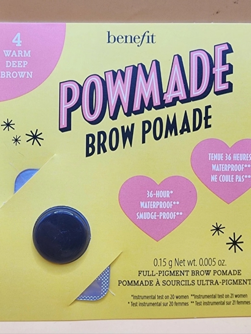 49 pc POWmade Waterproof Brow Pomade -4 Warm Deep Brown 0.15g Benefit Cosmetics